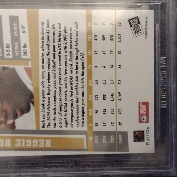 NFL-Reggie Bush#3 2006 press pass se.Beckett®9.5 gem mint w/subs graded slab. - Picture 5 of 6